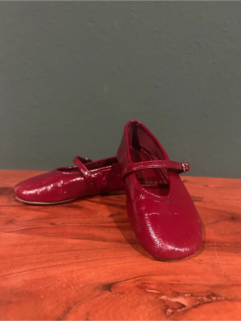 Zara Girls Patent Mary Jane Shoes in Deep Red